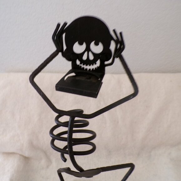 Partylite Metal Votive Candle Holder Mr. Bones Dancing Skeleton Halloween 15” - Picture 8 of 10